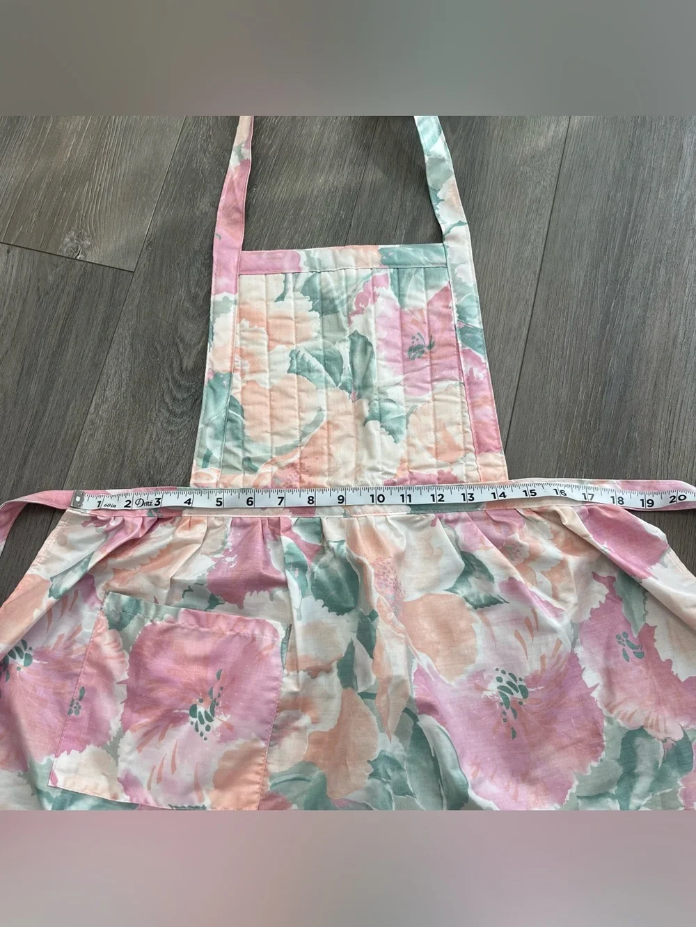Vintage Now Designs Floral Quilted Apron Pink Mint Cottagecore